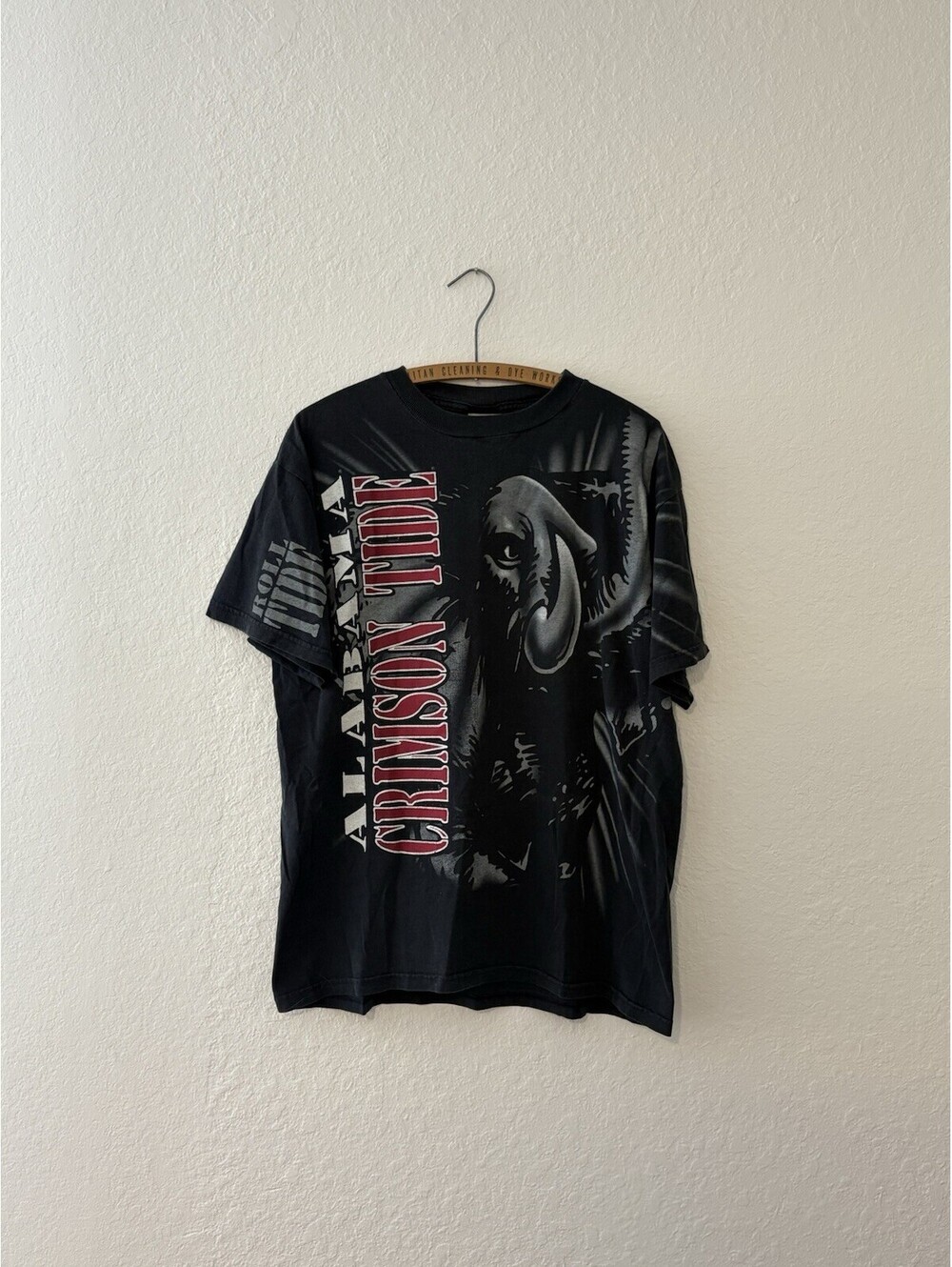 Vintage Alabama Crimson Tide Shirt Mens Large Black AOP Tultex Football NCAA Y2K